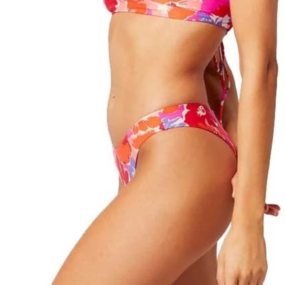 l*space Cabana Bitsy Cut Bikini Bottom in Super Bloom Reversible to Orange - Picture 2 of 9